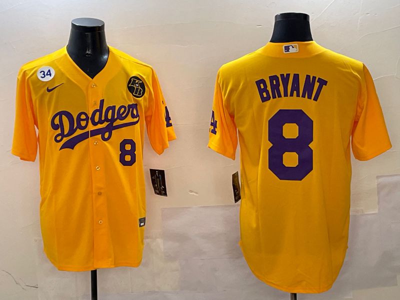 Men Los Angeles Dodgers 8 Bryant Yellow Game 2025 Nike MLB Jersey style 3